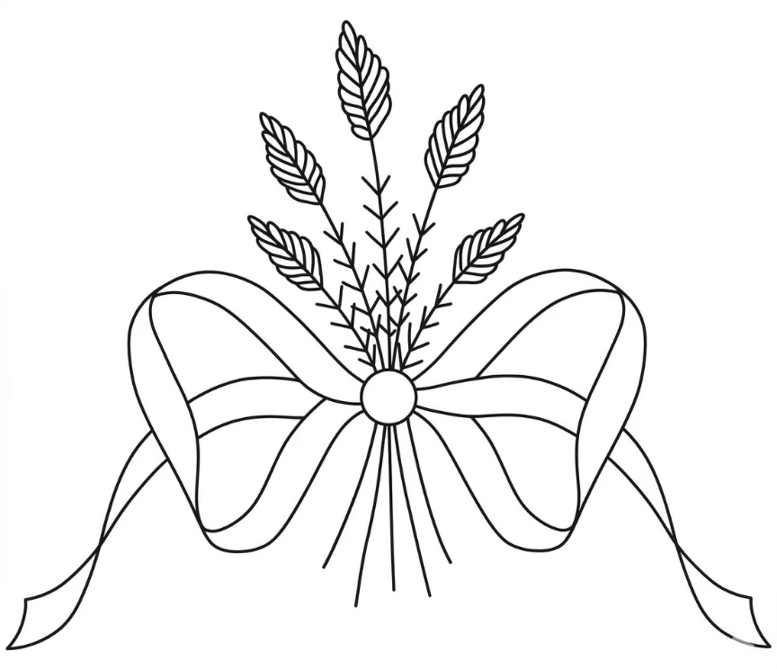 disegno di ricamo di un mazzolino di fiori di lavanda con fiocco