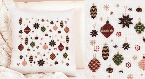 Kit di ricamo per cuscino natalizio 40 cm x 40 cm Delicatela include lana e ago per tappezzeria motivo Xmas 