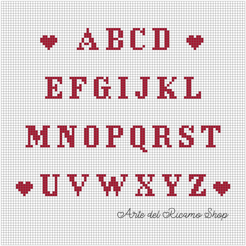 Schema lettere maiuscole con cuori