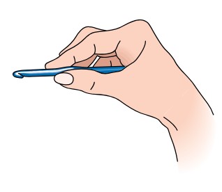 come impugnare l'uncinetto: posizione a coltello
