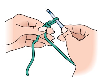 come stringere il nodo e l'asola attorno all'uncinetto