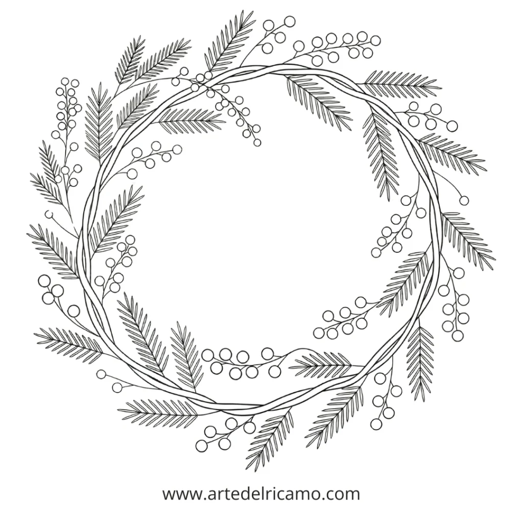disegno della ghirlanda mimose da ricamare