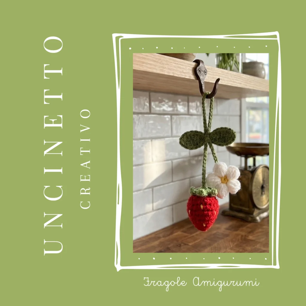 fragole a uncinetto con fiore amigurumi