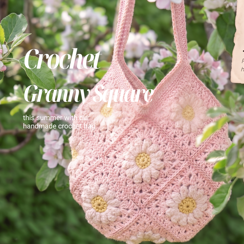 borsa a uncinetto con motivi floreali granny square