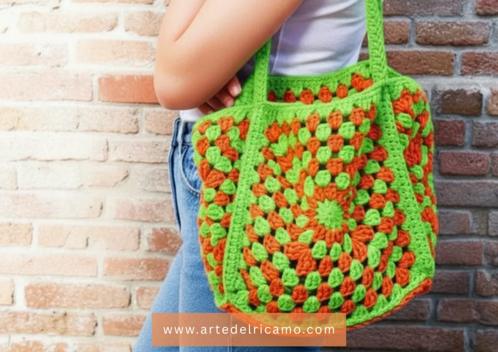 borsa granny square a uncinetto