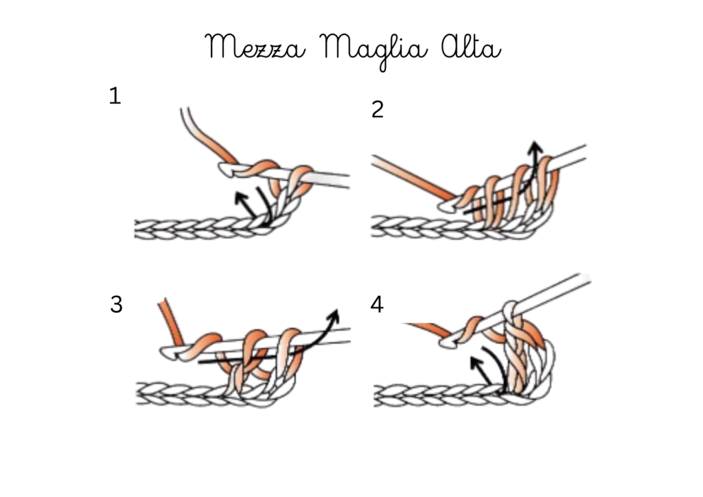 mezza maglia alta a uncinetto