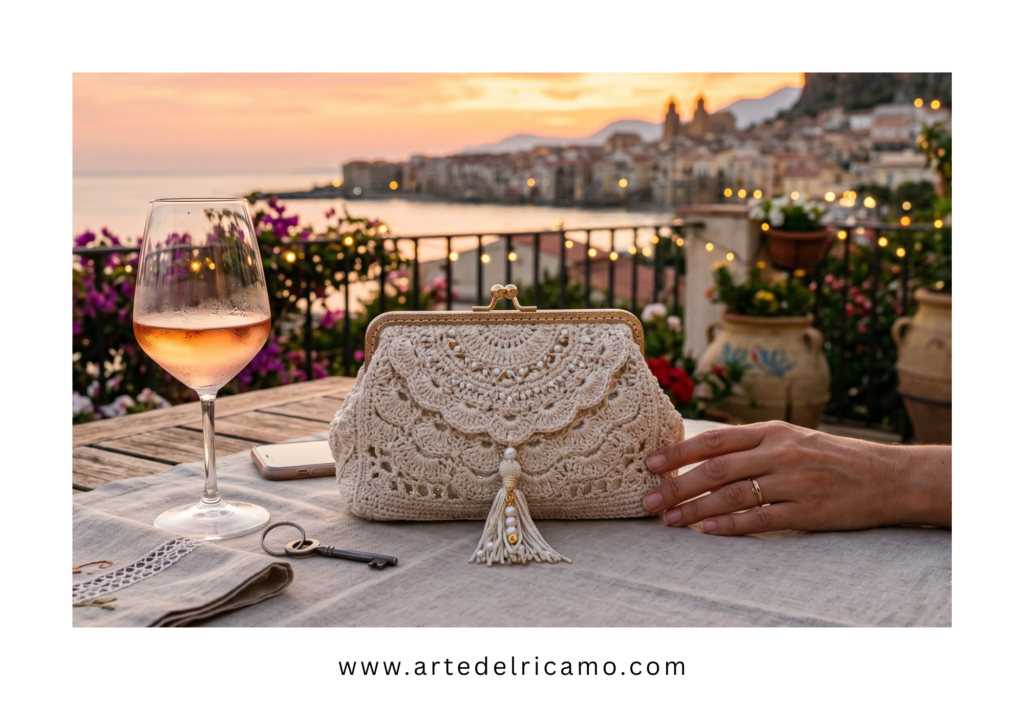 pochette elegante all'uncinetto