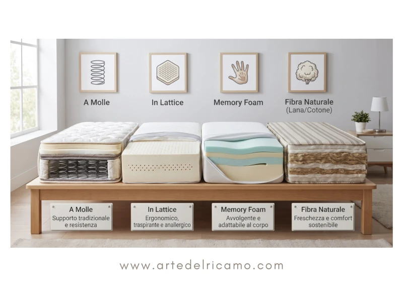 tipologie di materassi: a molle, in lattice, memory foam, in fibra naturale