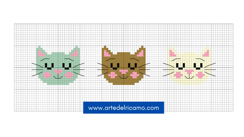 schema a punto croce con gattini