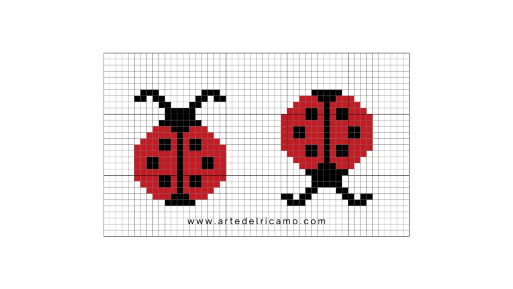 schema coccinella a punto croce
