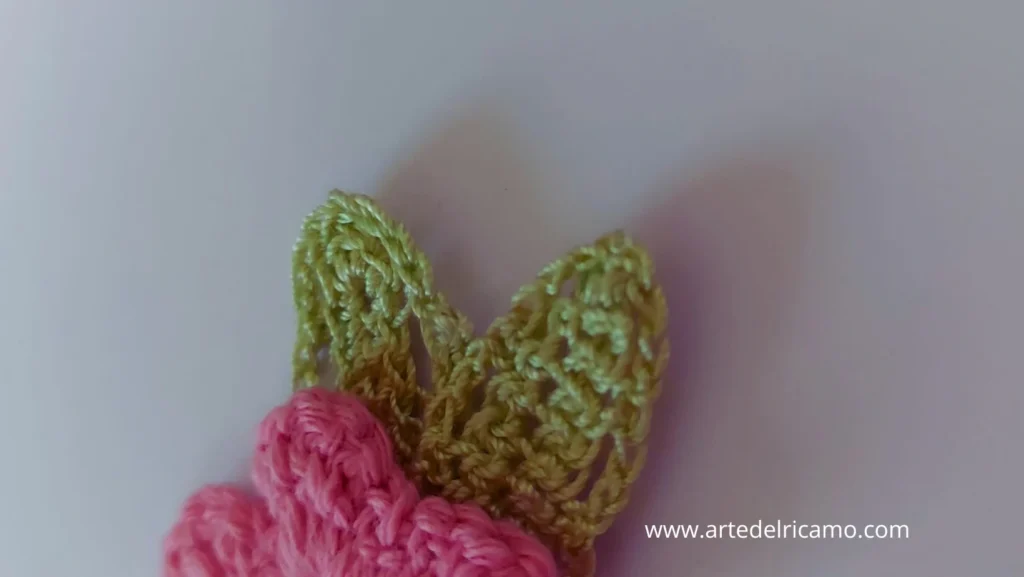 foglie a uncinetto verdi realizzate con Anchor Freccia